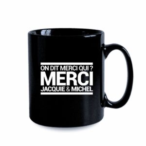 Mug noir J&M - On dit merci qui ?