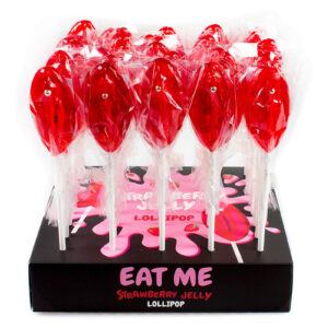 Présentoir de 40 sucettes vulve à la fraise