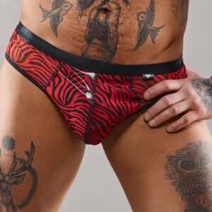 Slip type brésilien zébré rouge et noir - Regnes