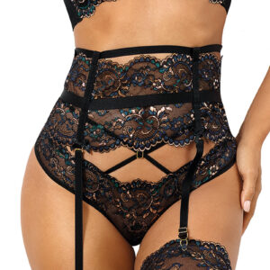 Porte-jarretelles dentelle Noir V-10362 - Axami